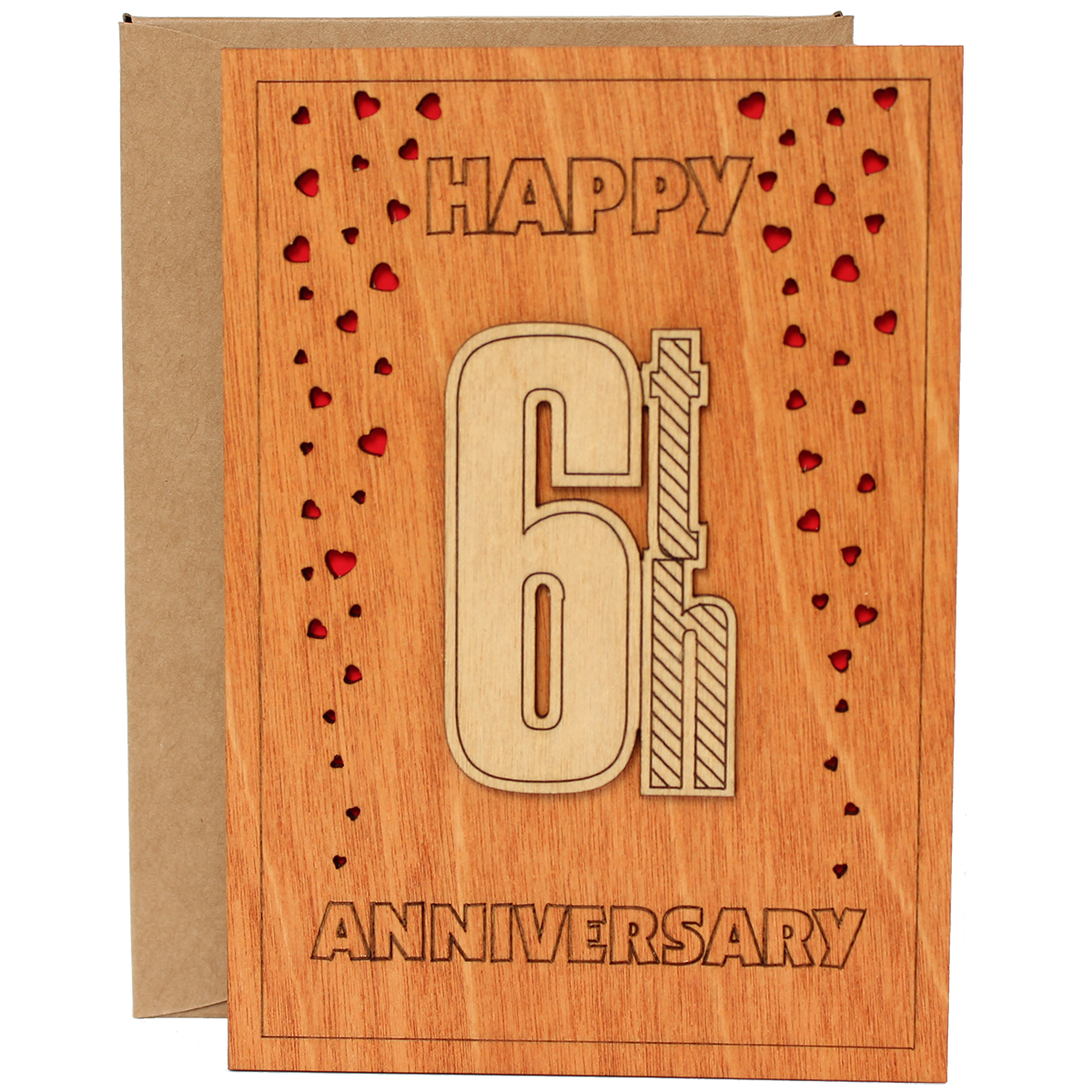 Happy 6th Anniversary Wood Card. Gift for Her, Wife or Him, Husband