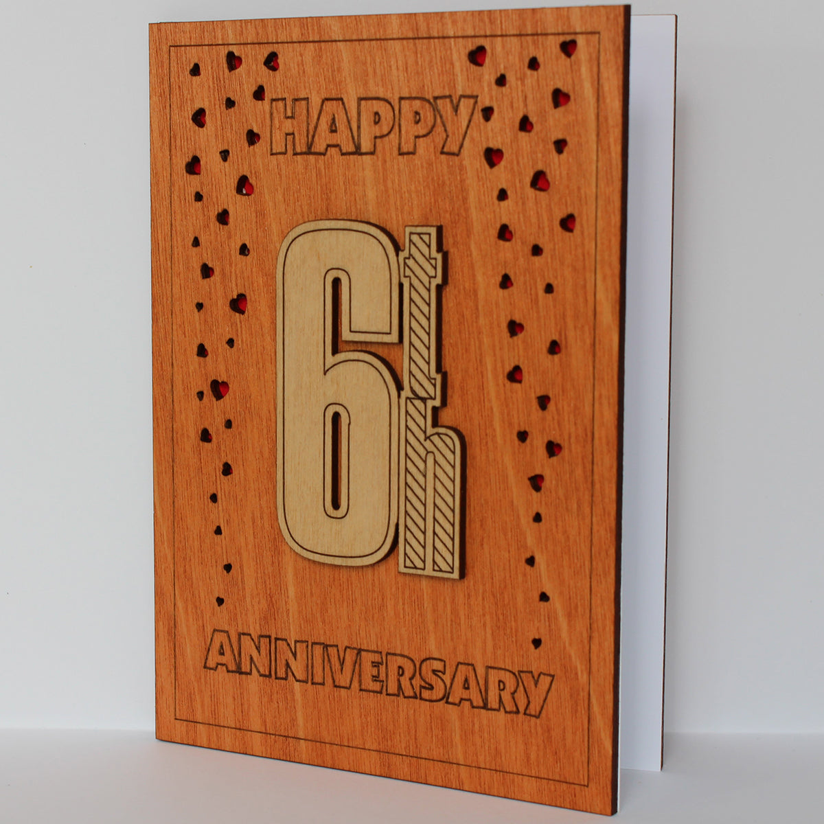 Happy 6th Anniversary Wood Card. Gift for Her, Wife or Him, Husband
