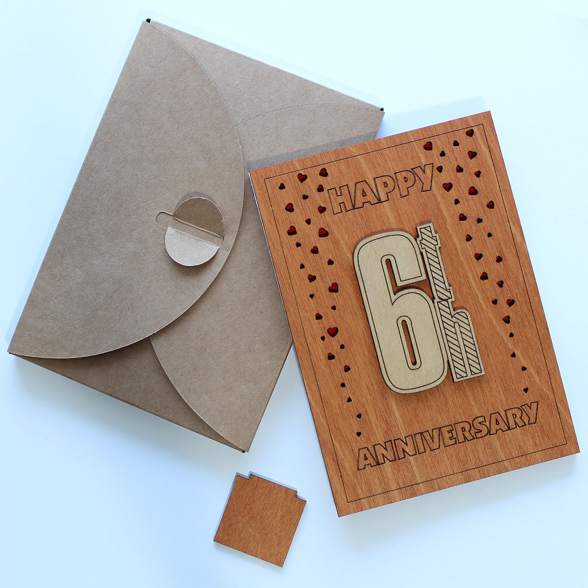 Happy 6th Anniversary Wood Card. Gift for Her, Wife or Him, Husband