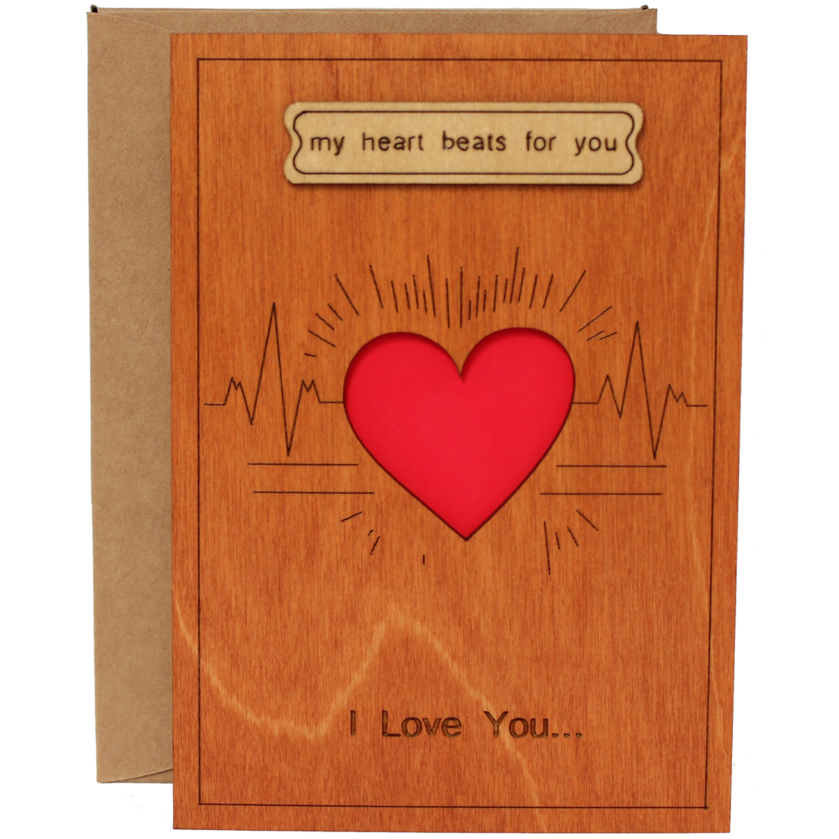 Valentines Day, Love Wood Card for Her, Wife, Girlfriend or Him, Husband, Boyfriend
