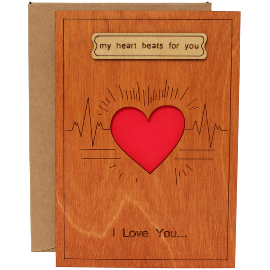 Valentines Day, Love Wood Card for Her, Wife, Girlfriend or Him, Husband, Boyfriend