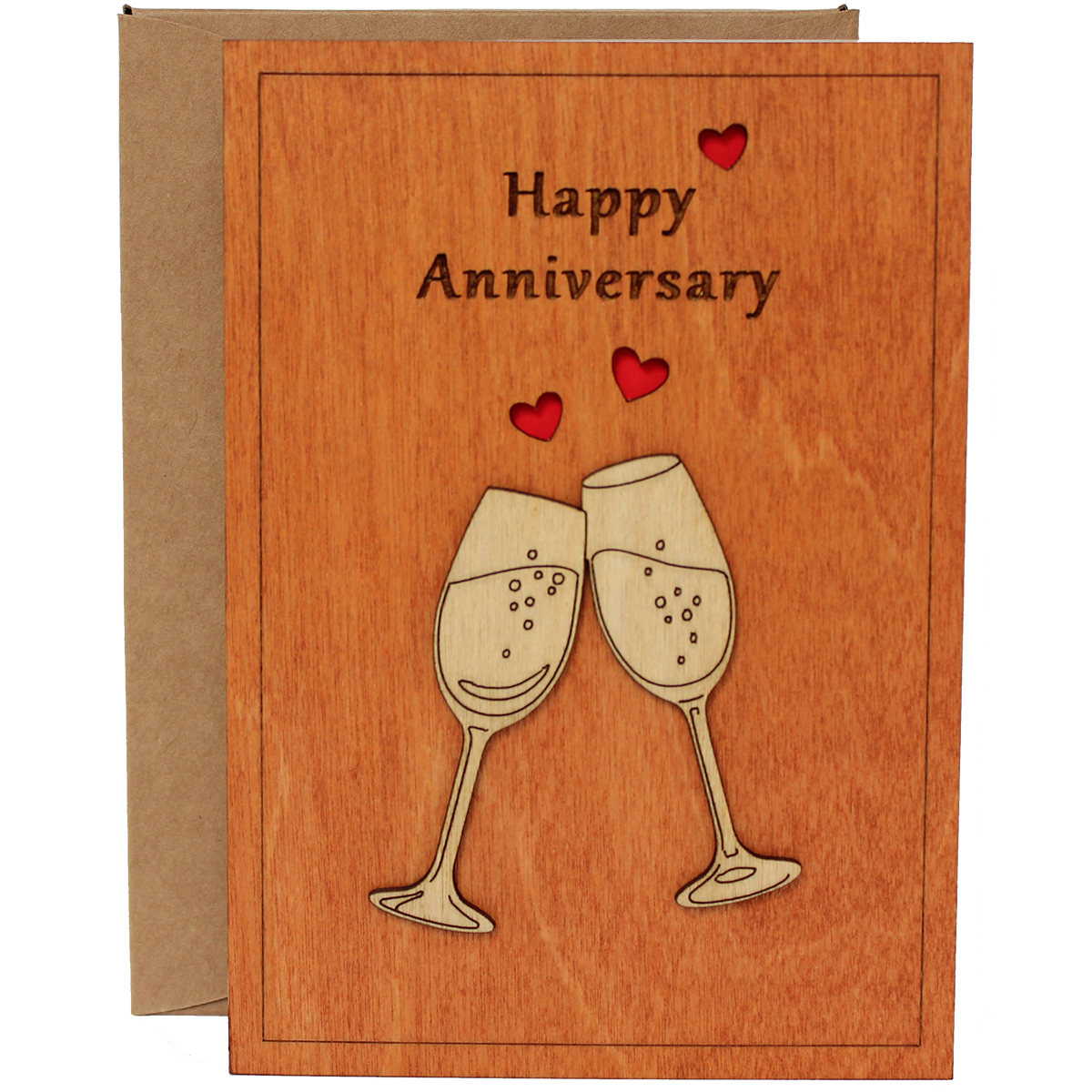 Happy Anniversary Wood Card for Her, Wife or Him, Husband