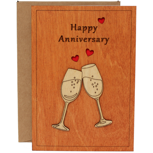 Happy Anniversary Wood Card for Her, Wife or Him, Husband