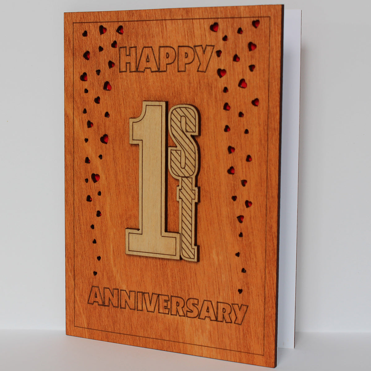Happy 1st Anniversary Wood Card. Gift for Her, Wife or Him, Husband