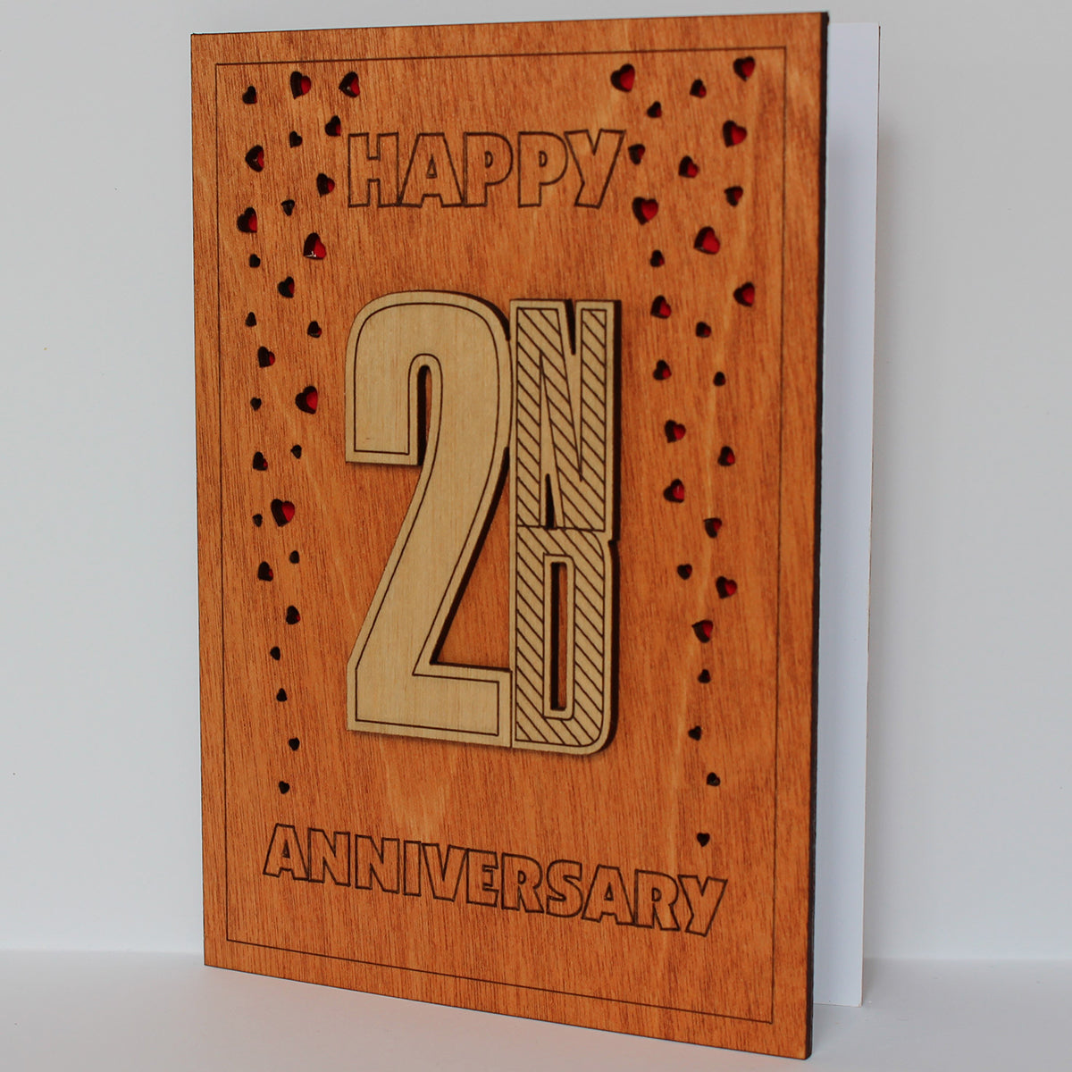 Happy 2nd Anniversary Wood Card. Gift for Her, Wife or Him, Husband