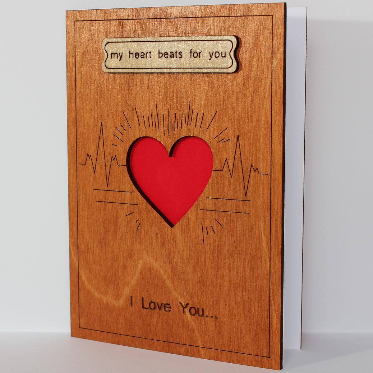 Valentines Day, Love Wood Card for Her, Wife, Girlfriend or Him, Husband, Boyfriend