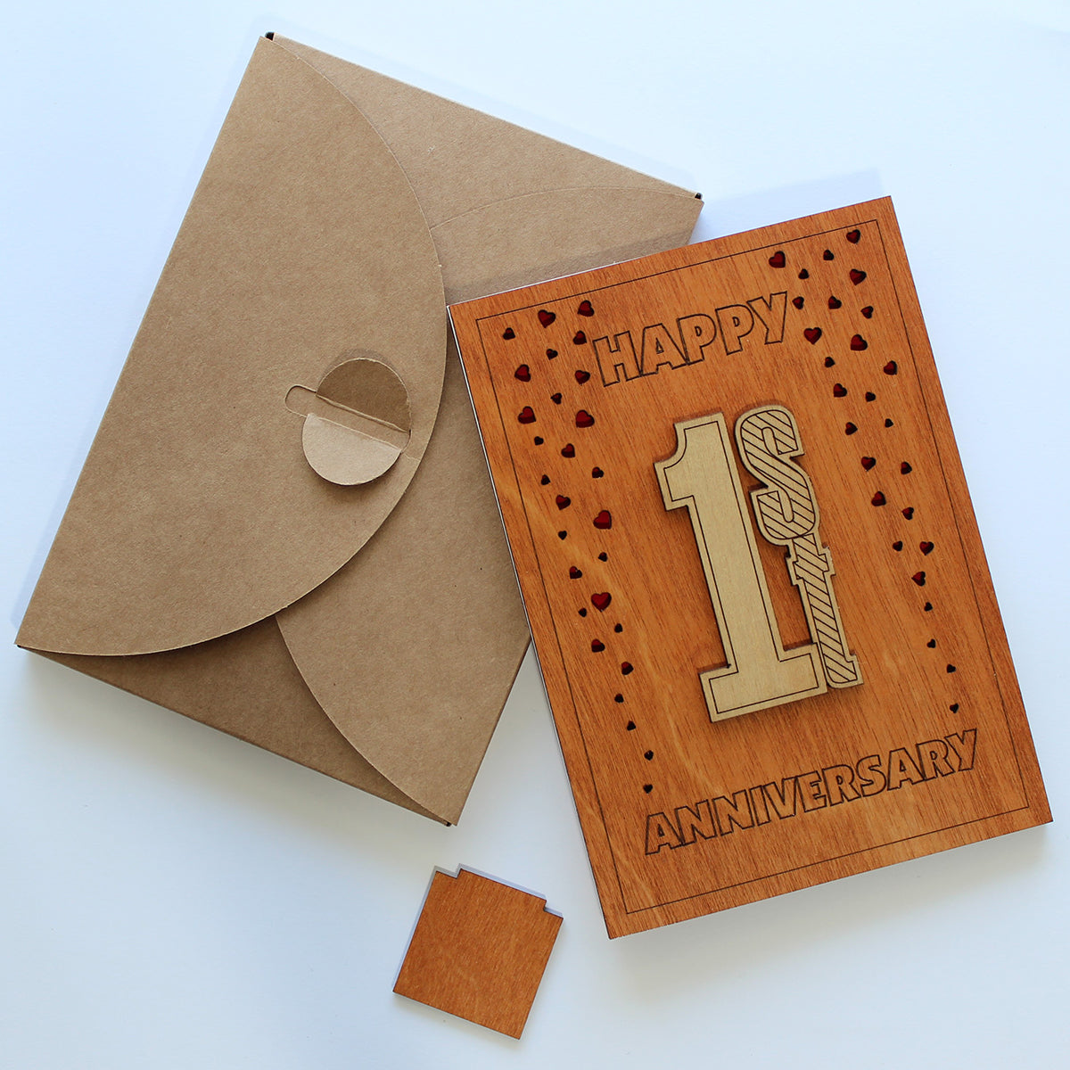 Happy 1st Anniversary Wood Card. Gift for Her, Wife or Him, Husband