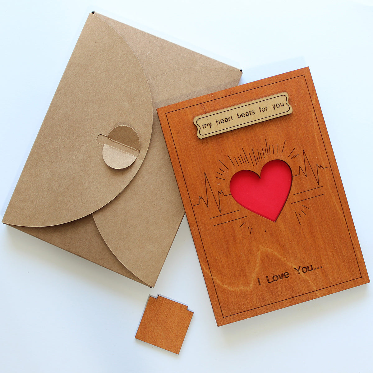 Valentines Day, Love Wood Card for Her, Wife, Girlfriend or Him, Husband, Boyfriend