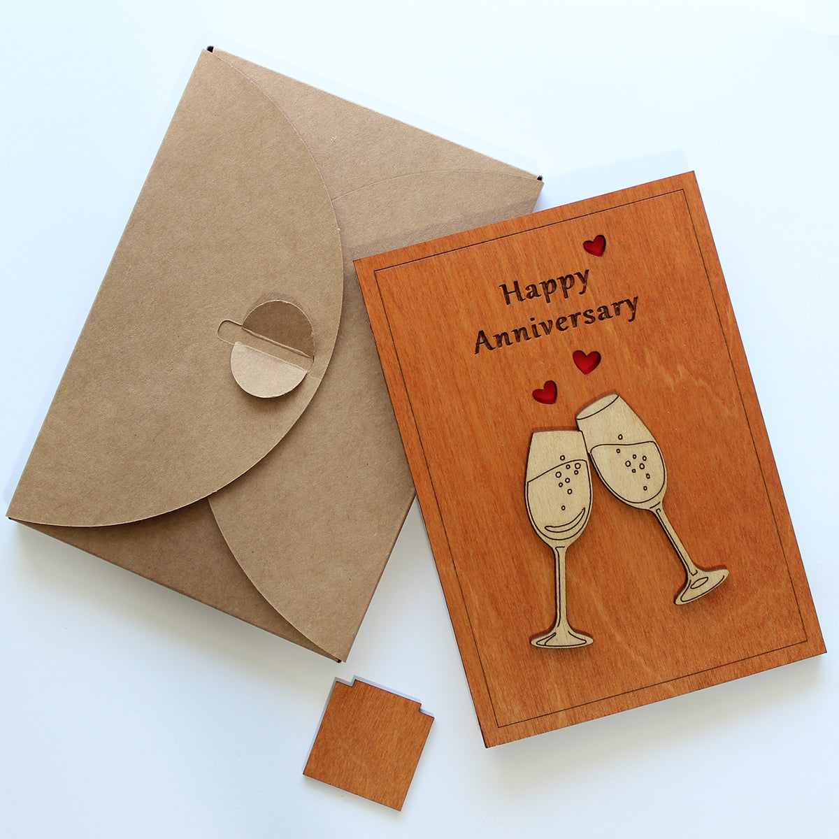 Happy Anniversary Wood Card for Her, Wife or Him, Husband